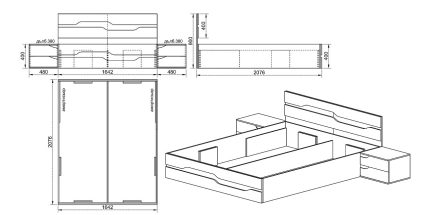 product - Спалня с 2 нощни шкафчета Milion с МДФ – промо цена