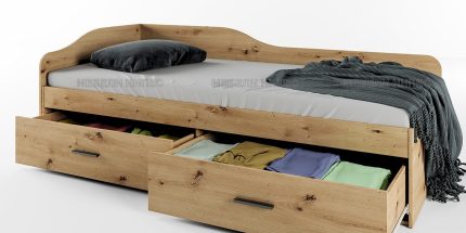product - Легло с чекмеджета Сити 2023 дъб артисан – за матрак 90/200 см