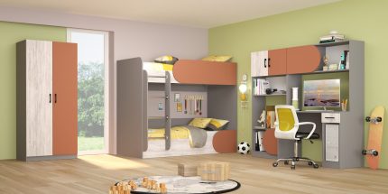 Детска стая с двуетажно легло Рики