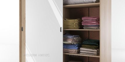 product - Гардероб с плъзгащи врати Сити 1009 сонома арвен/бяло глнац – Промо цена
