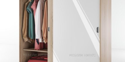 product - Гардероб с плъзгащи врати Сити 1009 сонома арвен/бяло глнац – Промо цена