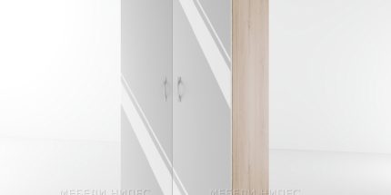 product - Гардероб двукрилен Сити 1007 сонома арвен/бяло гланц – промо цена