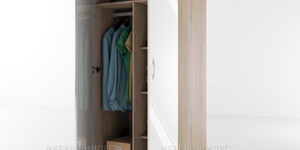 product - Гардероб двукрилен Сити 1007 сонома арвен/бяло гланц – промо цена