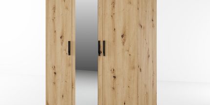 product - Гардероб трикрилен с огледало Сити 1003 дъб артисан