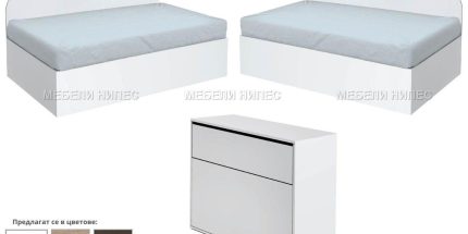 Легла - Ъглови легла с ракла Гранд 407 – за матраци 90/200 см – 3 цвята