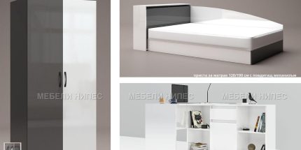 product - Детска стая с приста Дани антрацит/бяло гланц – Промо цена