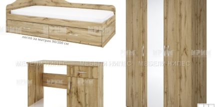 product - Детска стая Сити 52 дъб дакота за матрак 90/200 см – ДО ИЗЧЕРПВАНЕ