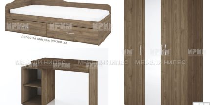 product - Детска стая Сити 53 орех адмирал за матрак 90/200 см – промо цена