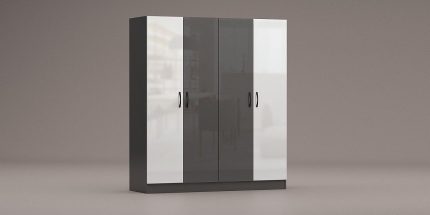 product - Гардероб Аполо 6 антрацит/бяло гланц