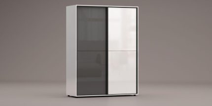 product - Гардероб Аполо 4 антрацит/бяло гланц – промо цена