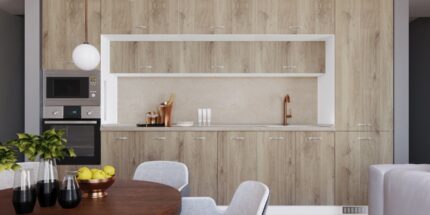 Кухни Дъб Сонома Арвен - Кухня City 9114 с термоплот