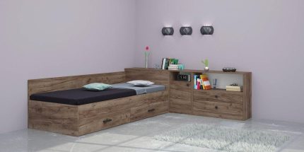 product - Легло с ракла + шкаф Мареа 1 табако крафт – Промо цена