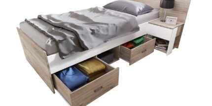 Легла - Легло + нощно шкафче Сити 2048 за матрак 90/200 см