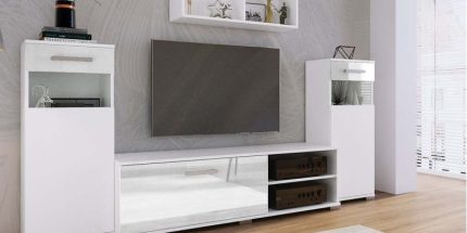 product - Модулна секция Емина 1 бял гланц МДФ – промо цена