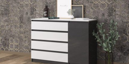 product - Скрин Лео 7 антрацит гланц/бяло гланц