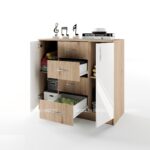 Скрин Сити 3004 сонома арвен/бяло гланц – Промо цена