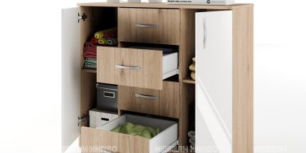 product - Скрин Сити 3004 сонома арвен/бяло гланц – Промо цена