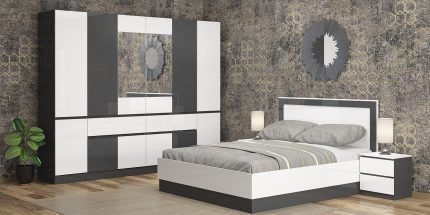 product - Спален комплект Лео 2 антрацит гланц/бяло гланц