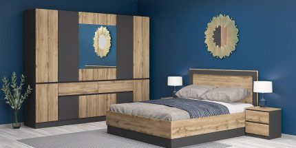 product - Спален комплект Лео 2 дъб вотан/антрацит