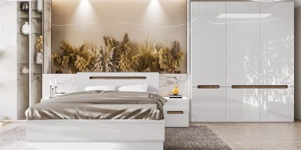 product - Спален комплект Luxory с МДФ бяло гланц – Промо цена