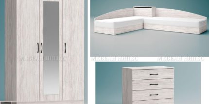 product - Модулна система с ъглови легла Аполо 301 дъб бланко – Промо цена