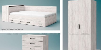 product - Спален комплект с приста Анди дъб бланко – Промо цена