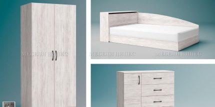 product - Спален комплект с приста Аполо 83 дъб бланко – Промо цена