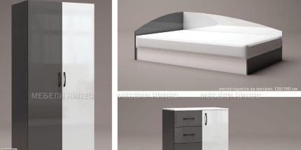 product - Спален комплект с приста Поло грей гланц – Промо цена