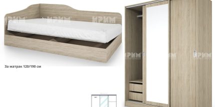 product - Спален комплект Сони 1 дъб сонома – промо цена