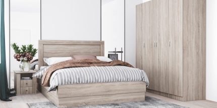 product - Спален комплект с висока спалня Сити 7063 дъб сонома – Промо цена
