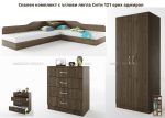 Спален комплект с ъглови легла Сити 121 орех адмирал – Промо цена