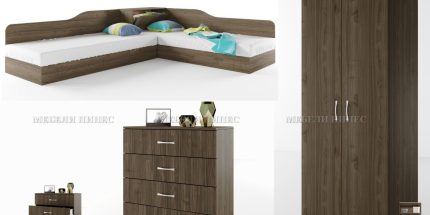 product - Спален комплект с ъглови легла Сити 121 орех адмирал – Промо цена