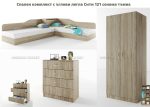 Спален комплект с ъглови легла Сити 121 дъб сонома – Промо цена