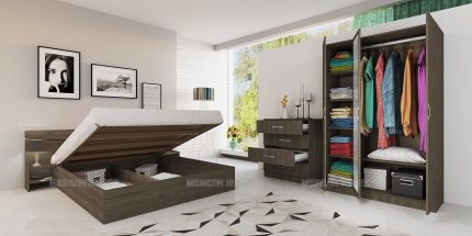 product - Спален комплект + скрин Сити 7000 орех адмирал – Промо цена