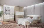 Спален комплект + скрин Сити 7071 сонома арвен/бяло гланц – Промо цена