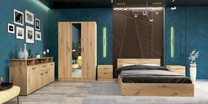 product - Спален комплект + скрин Сити 7073 дъб артисан