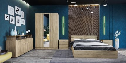 product - Спален комплект + скрин Сити 7073 дъб сонома – Промо цена