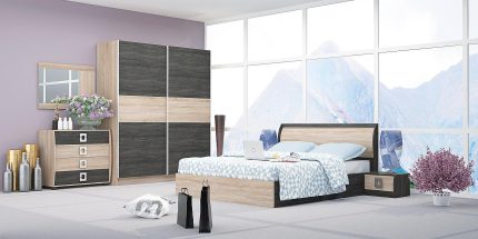 product - Спален комплект Дорис 2 дъб карбон – Промо цена