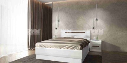 product - Спалня с 2 нощни шкафчета Luxory с МДФ бяло гланц – Промо цена