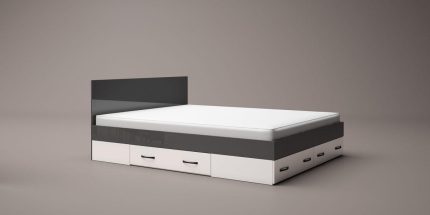 product - Легло с чекмеджета Аполо 10 антрацит/бяло гланц – промо цена