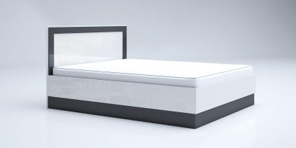 product - Висока спалня + нощни шкафчета Лео 23 антрацит/бяло гланц