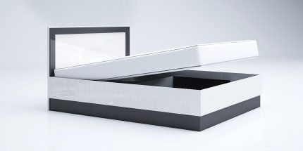 product - Висока спалня за матрак 160/200 см Лео 20 антрацит/бяло гланц