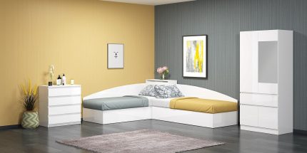 product - Модулна система с високи легла Лео 27 бяло гланц (90/200)