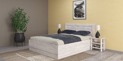 product - Висока спалня + нощни шкафчета Лео 23 дъб бланко