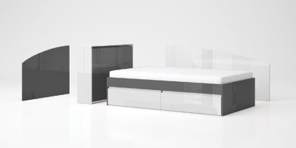 product - Висока модулна приста Лео 120 антрацит гланц/бяло гланц