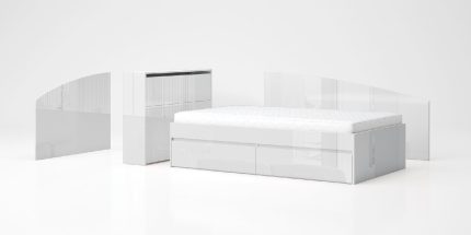 product - Висока модулна приста Лео 120 бяло гланц