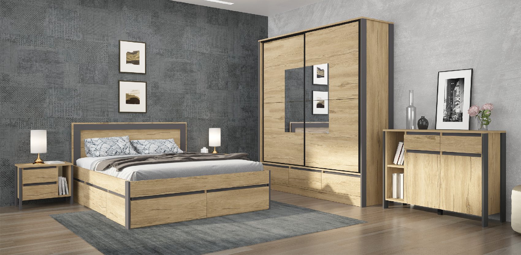 Спален комплект Соренто голд с МДФ 18 мм Спален комплект Соренто голд с МДФ 18 мм