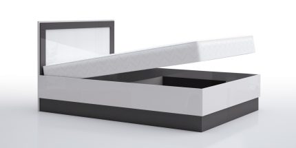 product - Висока спалня за матрак 140/200 см Лео 5 антрацит гланц/бяло гланц