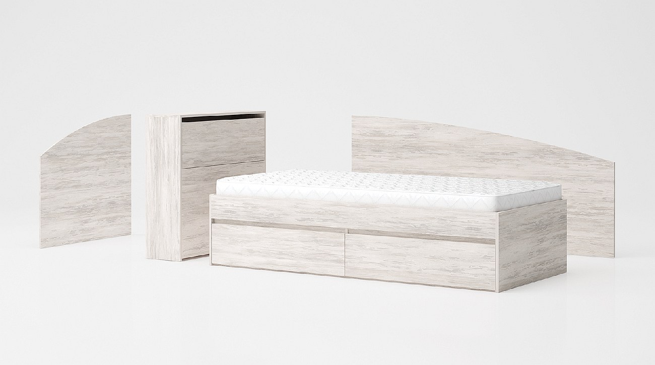 Високо легло с ракла Лео 90 бланко Високо модулно легло Лео 90 дъб бланко