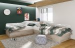 Комплект с високи ъглови легла (90/200) Сити 2043 с бяло гланц